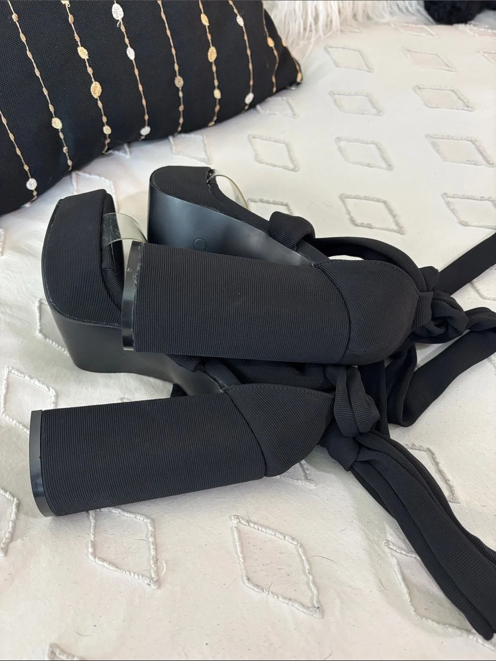 Strappy Chunky Black & Clear heels